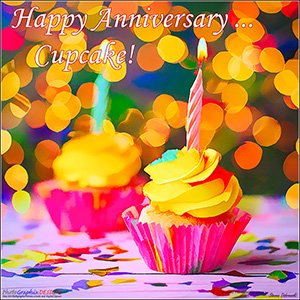 An ANNIVERSARY e-CARD "CUPCAKES AND CANDLES"