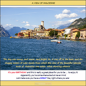 A "Birthday" e-Card - with Fine Art Image of A VIEW OF MALCESINE!