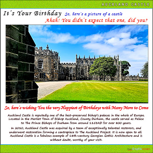 A "Birthday" e-Card - with Fine Art Photographic Image: PALACE OF THE PRINCE BISHOPS