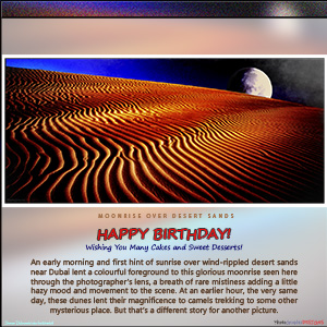 Happy Birthday MOONRISE OVER DESERT SANDS e-Card
