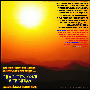 A "Birthday" e-Card - with Fine Art Image - SUNSET OVER LIMPOPO