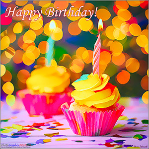 A BIRTHDAY e-CARD "CUPCAKES AND CANDLES"