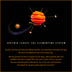 A "Blank - add your own message" e-Card - SPUTNIK LEAVES THE CLEMENTINE SYSTEM