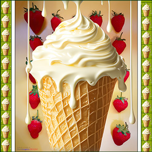 A "Blank - add your own message" e-Card - with Fine Art Photographic Image of STRAWBERRIES AND CREAM
