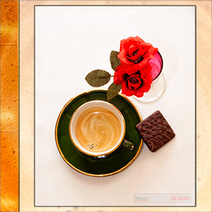 A "Blank - add your own message" e-Card - with Fine Art Photographic Image - SERVED UP WITH ROSES