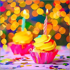 A BLANK e-CARD "CUPCAKES AND CANDLES"