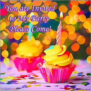 An INVITATION e-CARD "CUPCAKES AND CANDLES"