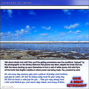 A "RETIREMENT" e-Card - with Fine Art Image of POWERED BY WIND