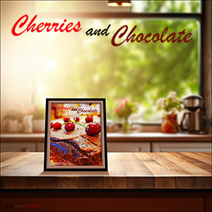 A "Blank - add your own message" e-Card - with Fine Art Photographic Image - CHERRIES AND CHOCOLATE